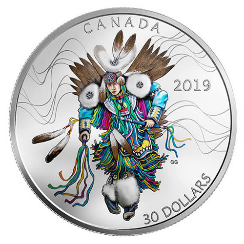 RCM-New-Release:-2019-2-Oz.-Pure-Silver-Coloured-Coin---Fancy-Dance